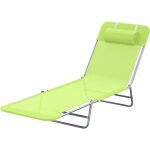 Homcom chaise longue pliante bain de soleil inclinable transat textilene lit jardin plage vert