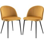 Homcom - chaise de salle  manger - velours - 49x50x77cm - jaune