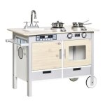 Homcom - cuisine pour enfants - mdf - 70x40x66. 5cm - bois naturel