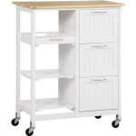 Homcom desserte de cuisine à roulettes chariot de service avec plan de travail en bois de pin 2 étagère ... Homcom desserte de cuisine à roulettes chariot de service avec plan de travail en bois de pin 2 étagère ...