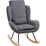 Homcom - chaise à bascule - lin - 75x95x110cm - gris Homcom - chaise à bascule - lin - 75x95x110cm - gris