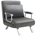 Homcom - canap - lit - sude - 65x69x80cm - gris