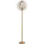 Homcom lampadaire sur pied circulaire 40 w max. abat - jour bois naturel clair dim.  38 x 160 cm