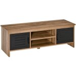 Homcom - meuble tv - panneau de particules classe e1 - 109x35x38cm - brun clair noir Homcom - meuble tv - panneau de particules classe e1 - 109x35x38cm - brun clair noir