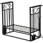 Homcom porte - bches range bches tagre  bois de chemine serviteur de chemine multi - accessoires ...