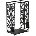 Homcom porte bches - range bches serviteur de chemine arbre - multi accessoires tagre 46l x 29l ...