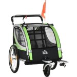 Homcom - remorque vélo pour enfant - acier - 142x75x101cm - vert Homcom - remorque vélo pour enfant - acier - 142x75x101cm - vert