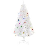Homcom sapin arbre de nol artificiel blanc 180 cm 930 branches avec nombreux accessoires varis