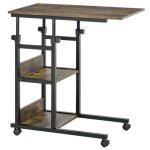 Homcom - table roulante - panneaux de particules - 80x40x82cm - brun rustique