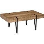 Homcom table basse rectangulaire style industriel pitement pingle mtal noir plateau aspect ancien ...