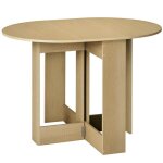 Homcom table pliable de cuisine salle � manger 2 abattants - table ovale extensible - en bois ch�ne