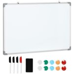 Homcom tableau blanc aimante magnetique panneau blanc polyvalent avec 4 feutres 1 brosse tableau et 10 ...