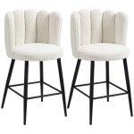 Homcom - tabourets de bar - tissu 100% polyester - 52x50x93cm - blanc Homcom - tabourets de bar - tissu 100% polyester - 52x50x93cm - blanc