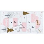 Tapis enfant marelle blanc gris et rose - home deco kids - rectangulaire - coton - 05 x 70 x 140 cm