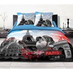 Parure de couette - home passion - mod�le 54200 - 3 pi�ces - 100% coton - 220x240 cm - bleu