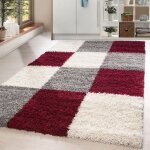 Homebyhome tapis de salon shaggy à poils longs rouge tapis 160 x 230 cm design à carreaux doux et moderne ... Homebyhome tapis de salon shaggy à poils longs rouge tapis 160 x 230 cm design à carreaux doux et moderne ...