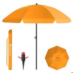 Homedemo parasol plage uv50 + avec pieds de parasol de plage � h�lice � visser 200cm orange