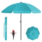 Homedemo parasol plage uv50 + avec pieds de parasol de plage � h�lice � visser 200cm turquoise