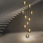 Homefire lustre 10 flammes gris - verre sphrique design rglable en hauteur lampe  suspension 200 cm ...