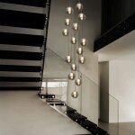 Homefire lustre 15 flammes gris - verre sphrique design rglable en hauteur lampe  suspension 300 cm ...
