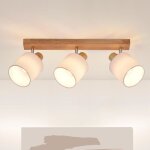 Homefire 3xe14 spot plafonnier moderne - tissu et mtal - bois - 25 x 25 x 16 cm - orientable 350 max. ...