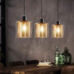 Homefire suspension 3 flammes e14 - vintage noir et dor lampe pendante verre design - 171. 5 * 67. 5 ...