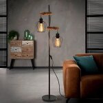Homefire vintage lampadaire - 2x e27 têtes en bois - 22 x 22 x 151cm - câble de 310 cm avec interrupteur ... Homefire vintage lampadaire - 2x e27 têtes en bois - 22 x 22 x 151cm - câble de 310 cm avec interrupteur ...