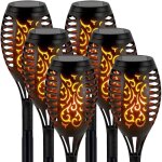 Homlle lampe solaire exterieur - 6 pices 12 led avec flammes ralistes - impermable lampe torche pour ...