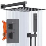 Homelody colonne de douche encastrée noir thermostatique 38? système de douche de tête 12 carrée en laiton ... Homelody colonne de douche encastrée noir thermostatique 38? système de douche de tête 12 carrée en laiton ...