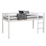 Lit mi - hauteur - homestyle4u - 2252 - blanc - 90x200 cm - 1 place - bois