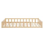 Lit montessori - homestyle4u - 120x200 cm - bois massif - barrire de scurit - design intemporel