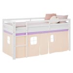 Lit mi - hauteur - homestyle4u - 2948 - 90x200 cm - pin massif - rideau violet pêche Lit mi - hauteur - homestyle4u - 2948 - 90x200 cm - pin massif - rideau violet pêche