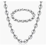 Homme acier inoxydable grain de caf chane bracelet ensemble pour homme 7mm grain de caf chane hip ...
