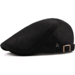 Casquette plate noire pour homme - duckbill - newsboy cabbie golf ivy hunting caps - polyester