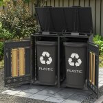 Homvra abri pour poubelle cache - poubelles 2 compartiments avec couvercle hydraulique portes verrouillable ...