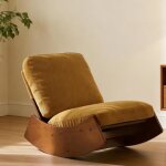 Homvra chaise � bascule 62�90�72 cm rocking chair en tissu velours c�tel� design rembourrage ergonomique ...