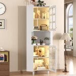 Homvra colonne de salle de bain d?angle 63. 5x157. 5 cm avec �clairage led contr�l� par application mdf ...