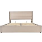Homvra lit coffre double 140x200 cm lit complet avec sommier � lattes et matelas t�te de lit capitonn�e ...