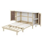 Homvra lit escamotable 140x200 cm - lit adulte - rangements int�gr� - couleur naturelle (sans matelas) ...