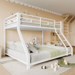 Homvra lit superpos� en m�tal 90�200 + 140�200cm - barri�res de s�curit� - escalier - 2 sommiers � lattes ...