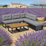 Homvra salon de jardin dangle 4 - 5 places avec 2 tables basses et coffre de rangement dossier r�glable ...