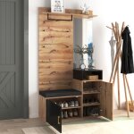 Homvra vestiaire dentr�e 105x40x1915 cm porte - manteau avec rangements chaussures si�ge et miroir couleur ...