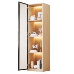 Homvra vitrine moderne 40x40x165 cm meuble de salon avec porte en verre tremp� et �clairage led couleur ...