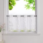Hongya 1pcs brise bise fenetre  oeillets rideau court de cuisine motif branches blanc l - h 90 x 45 ...