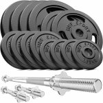 Hop - sport set dhaltres en fonte 79 kg avec deux barres courtes barre longue disques de poids jeu dhaltres ...