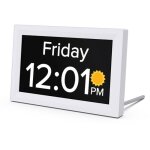 Horloge 7 pouces avec jour et date pour personnes �g�es grand �cran num�rique 5 alarmes 3 rappels de ...