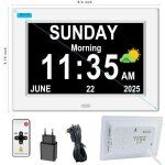Horloge calendrier - alarme r�glable - auto dimming - 8 pouces - blanc - 12 r�veils et 20 rappels pour ...