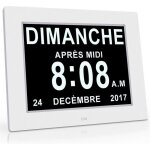 Horloge calendrier - auto dimming pour les personnes ges / alzheimer et les enfants - blanc