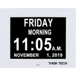 Horloge calendrier avec date jour heure grande police alarme auto dimming pour les personnes ges / ...