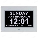 Horloge calendrier led 7 - 12 alarmes - 12 langues - adapt�e alzheimer - int�rieur - blanc